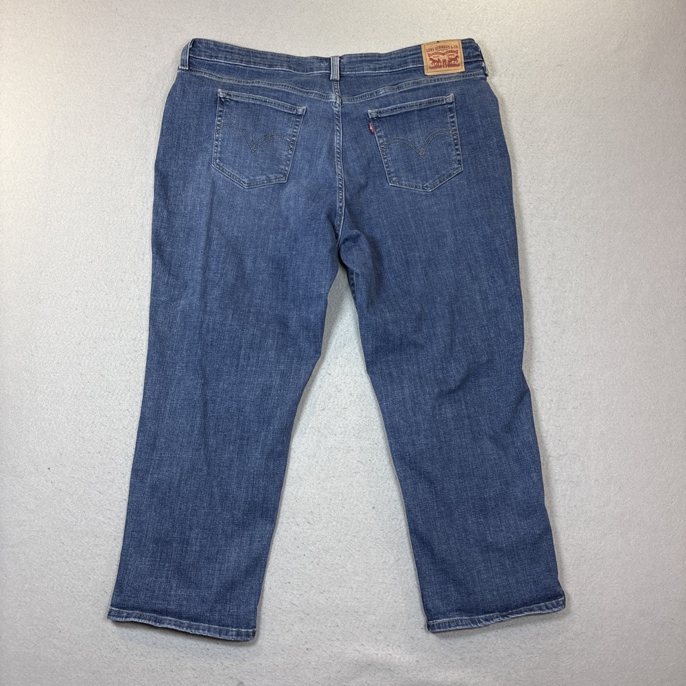 LEVIS Jeans Women 20W Boyfriend Tapered Capri Leg Denim Distressed Blue - Picture 4 of 12